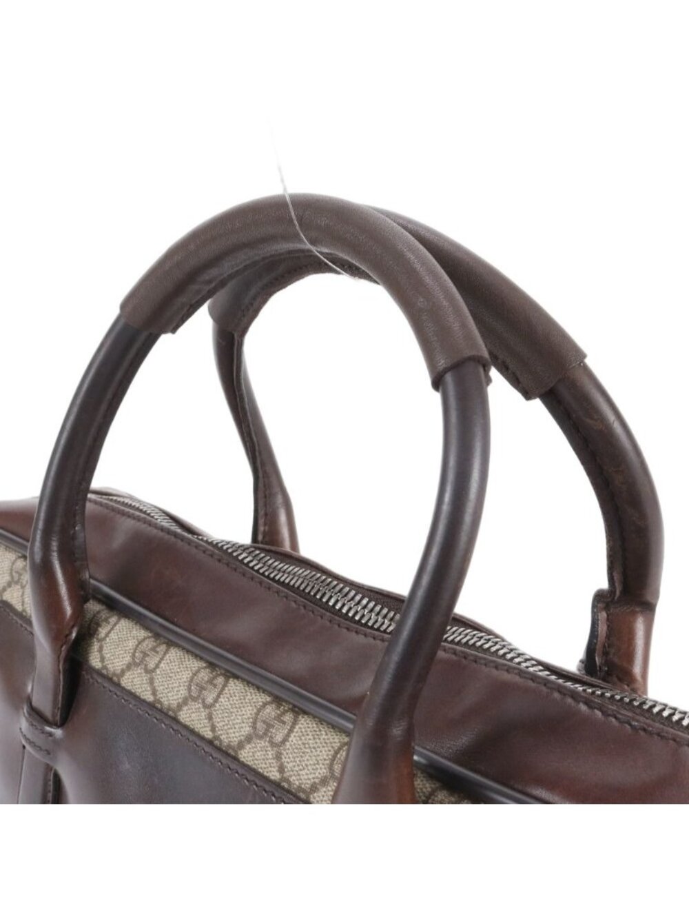 Gucci GG Canvas Leather Business Document Briefcase Tote Brown Ree - Picture 2 of 11